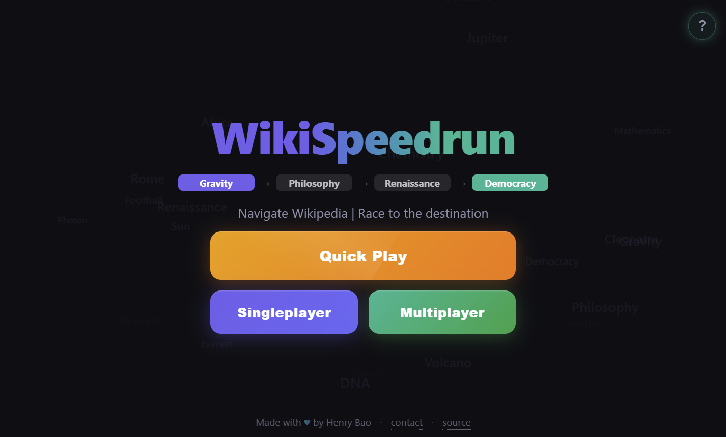 WikiSpeedrun — Multiplayer Wikipedia Racing Game